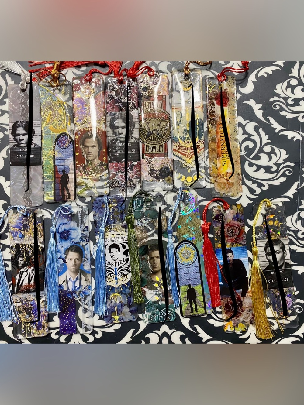 Handmade Supernatural-Themed Resin Bookmarks with Tassels - Assorted Colors